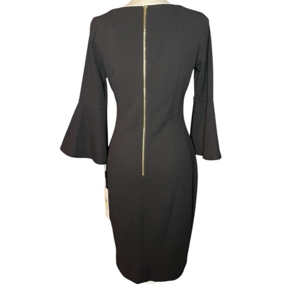 Calvin Klein NWT 3/4 Bell Sleeve Boat Neck Sheath Dress Black Women’s Size 4 - Picture 4 of 10